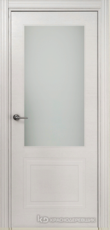 Дверь Краснодеревщик 77 2.1 (со стеклом) с фурнитурой, Эмаль светло-серая натуральный шпон