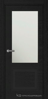 Дверь Краснодеревщик 77 2.1 (со стеклом) с фурнитурой, Эмаль черная натуральный шпон