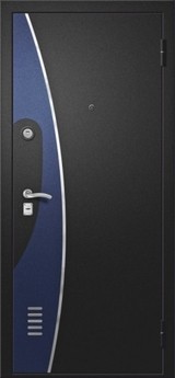Дверь Алмаз H Черный шелк / Синий металлик H-7 Белый шелк №74