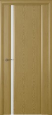 Дверь Океан коллекция Океан Шторм 1 с белым стеклом Дуб золотой натуральный шпон