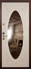 Дверь Leganza Forte Mogano Arcadia с декором Слоновая кость Toskana с зеркалом