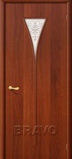 Дверь Bravo Ламинированные 3П с Белым художественным стеклом Итальянский орех Ламинат
