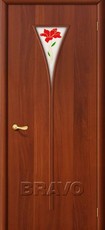 Дверь Bravo Ламинированные 3П со стеклом «POLIMER-LINE» Итальянский орех Ламинат