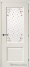 Дверь Краснодеревщик 33 24Ф (цветное стекло) с фурнитурой, Белый CPL