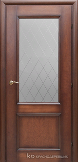 Дверь Краснодеревщик 33 24 (стекло Кристалл) с фурнитурой, Кофе натуральный шпон