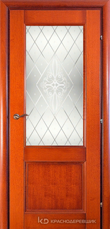 Дверь Краснодеревщик 33 24 (стекло Роса) с фурнитурой, Бразильская груша натуральный шпон