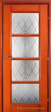Дверь Краснодеревщик 33 40 (стекло Роса) с фурнитурой, Бразильская груша натуральный шпон