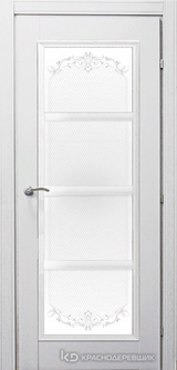 Дверь Краснодеревщик 33 40 (стекло Денор) с фурнитурой, Эмаль белая натуральный шпон