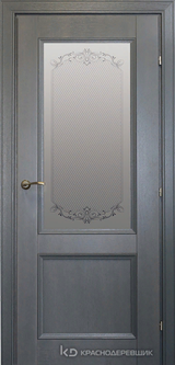 Дверь Краснодеревщик 33 24 (стекло Денор) с фурнитурой, Эмаль серая натуральный шпон