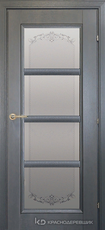 Дверь Краснодеревщик 33 40 (стекло Денор) с фурнитурой, Эмаль серая натуральный шпон