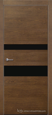 Дверь Краснодеревщик 703 (стекло черное) с фурнитурой, натуральный шпон Дуб кофе