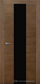 Дверь Краснодеревщик 7 04 (стекло черное) с фурнитурой, Дуб кофе натуральный шпон