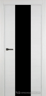 Дверь Краснодеревщик 7 04 (стекло черное) с фурнитурой, Эмаль белая натуральный шпон
