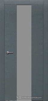 Дверь Краснодеревщик 7 04 (стекло серое) с фурнитурой, Эмаль серая натуральный шпон