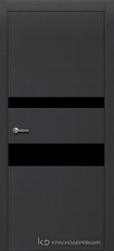 Дверь Краснодеревщик 703 (стекло черное) с фурнитурой, натуральный шпон Эмаль черная