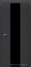 Дверь Краснодеревщик 704 (стекло черное) с фурнитурой, натуральный шпон Эмаль черная