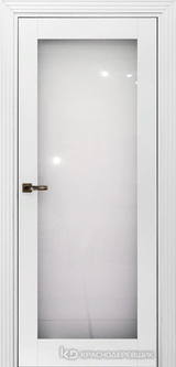 Дверь Краснодеревщик 73 9 (стекло триплекс) с фурнитурой, Эмаль белая MDF