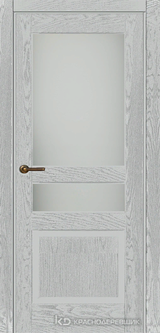 Дверь Краснодеревщик 74 3.1 (со стеклом) с фурнитурой, Эмаль светло-серая натуральный шпон