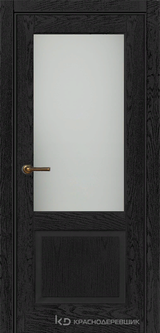 Дверь Краснодеревщик 74 2.1 (со стеклом) с фурнитурой, Эмаль черная натуральный шпон