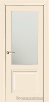 Дверь Краснодеревщик 75 2.1 (со стеклом) с фурнитурой, Эмаль жемчужная MDF